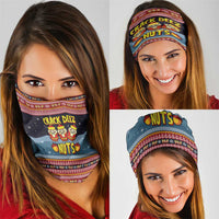 Funny Nutcracker Christmas Neck Gaiter with Crack Deez Nuts Quote and Holiday Pattern Design - Wonder Print Shop