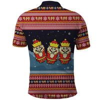 Funny Nutcracker Christmas Polo Shirt with Crack Deez Nuts Quote and Holiday Pattern Design - Wonder Print Shop