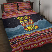 Funny Nutcracker Christmas Quilt Bed Set with Crack Deez Nuts Quote and Holiday Pattern Design - Wonder Print Shop