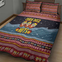 Funny Nutcracker Christmas Quilt Bed Set with Crack Deez Nuts Quote and Holiday Pattern Design - Wonder Print Shop
