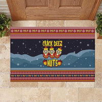 Funny Nutcracker Christmas Rubber Doormat with Crack Deez Nuts Quote and Holiday Pattern Design - Wonder Print Shop