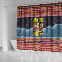 Funny Nutcracker Christmas Shower Curtain with Crack Deez Nuts Quote and Holiday Pattern Design - Wonder Print Shop