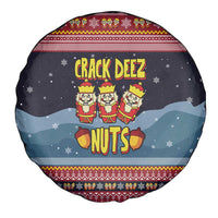 Funny Nutcracker Christmas Spare Tire Cover with Crack Deez Nuts Quote and Holiday Pattern Design - Wonder Print Shop