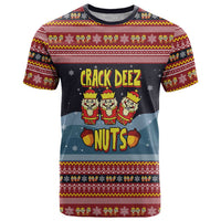 Funny Nutcracker Christmas T Shirt with Crack Deez Nuts Quote and Holiday Pattern Design - Wonder Print Shop