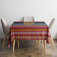 Funny Nutcracker Christmas Tablecloth with Crack Deez Nuts Quote and Holiday Pattern Design - Wonder Print Shop