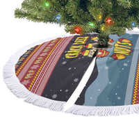 Funny Nutcracker Christmas Tree Skirt with Crack Deez Nuts Quote and Holiday Pattern Design - Wonder Print Shop