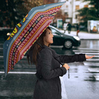 Funny Nutcracker Christmas Umbrella with Crack Deez Nuts Quote and Holiday Pattern Design - Wonder Print Shop