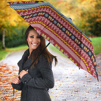 Funny Nutcracker Christmas Umbrella with Crack Deez Nuts Quote and Holiday Pattern Design - Wonder Print Shop