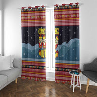 Funny Nutcracker Christmas Window Curtain with Crack Deez Nuts Quote and Holiday Pattern Design - Wonder Print Shop