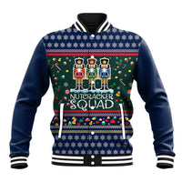 Nutcracker Squad Christmas Baseball Jacket with Candy Cane and Snowflake Holiday Design - Wonder Print Shop
