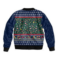 Nutcracker Squad Christmas Bomber Jacket with Candy Cane and Snowflake Holiday Design - Wonder Print Shop