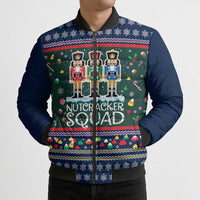 Nutcracker Squad Christmas Bomber Puffer Jacket with Candy Cane and Snowflake Holiday Design - Wonder Print Shop