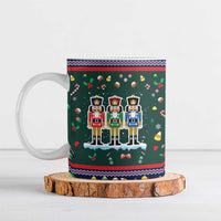 Nutcracker Squad Christmas Ceramic Mug with Candy Cane and Snowflake Holiday Design - Wonder Print Shop