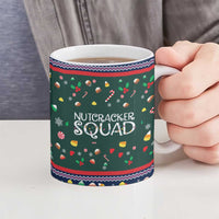 Nutcracker Squad Christmas Ceramic Mug with Candy Cane and Snowflake Holiday Design - Wonder Print Shop