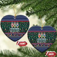 Nutcracker Squad Christmas Ceramic Ornament with Candy Cane and Snowflake Holiday Design - Wonder Print Shop