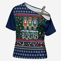 Nutcracker Squad Christmas Cross Shoulder Shirt with Candy Cane and Snowflake Holiday Design - Wonder Print Shop