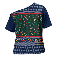 Nutcracker Squad Christmas Cross Shoulder Shirt with Candy Cane and Snowflake Holiday Design - Wonder Print Shop