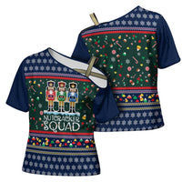 Nutcracker Squad Christmas Cross Shoulder Shirt with Candy Cane and Snowflake Holiday Design - Wonder Print Shop