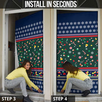 Nutcracker Squad Christmas Door Cover with Candy Cane and Snowflake Holiday Design - Wonder Print Shop