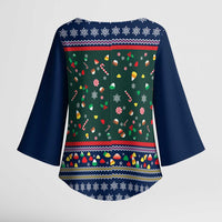 Nutcracker Squad Christmas Kimono Sleeve Blouse with Candy Cane and Snowflake Holiday Design - Wonder Print Shop