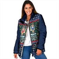 Nutcracker Squad Christmas Padded Jacket with Candy Cane and Snowflake Holiday Design - Wonder Print Shop
