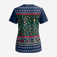 Nutcracker Squad Christmas Scrub Top with Candy Cane and Snowflake Holiday Design - Wonder Print Shop