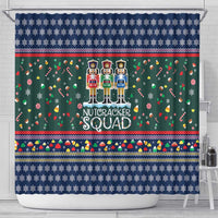 Nutcracker Squad Christmas Shower Curtain with Candy Cane and Snowflake Holiday Design - Wonder Print Shop