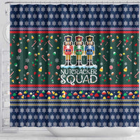 Nutcracker Squad Christmas Shower Curtain with Candy Cane and Snowflake Holiday Design - Wonder Print Shop