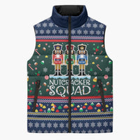 Nutcracker Squad Christmas Sleeveless Puffer Jacket with Candy Cane and Snowflake Holiday Design - Wonder Print Shop
