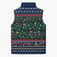 Nutcracker Squad Christmas Sleeveless Puffer Jacket with Candy Cane and Snowflake Holiday Design - Wonder Print Shop