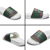 Nutcracker Squad Christmas Slide Sandals with Candy Cane and Snowflake Holiday Design - Wonder Print Shop
