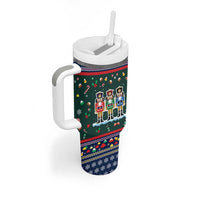 Nutcracker Squad Christmas Tumbler With Handle with Candy Cane and Snowflake Holiday Design - Wonder Print Shop