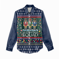 Nutcracker Squad Christmas Women Casual Shirt with Candy Cane and Snowflake Holiday Design - Wonder Print Shop