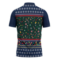 Nutcracker Squad Christmas Zipper Polo Shirt with Candy Cane and Snowflake Holiday Design - Wonder Print Shop