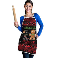 Funny Gingerbread Christmas Apron Hoodie with Gingers Are for Life Quote and Snowflake Pattern - Wonder Print Shop