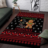 Funny Gingerbread Christmas Area Rug Hoodie with Gingers Are for Life Quote and Snowflake Pattern - Wonder Print Shop