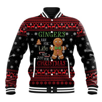 Funny Gingerbread Christmas Baseball Jacket Hoodie with Gingers Are for Life Quote and Snowflake Pattern - Wonder Print Shop