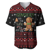 Funny Gingerbread Christmas Baseball Jersey Hoodie with Gingers Are for Life Quote and Snowflake Pattern - Wonder Print Shop
