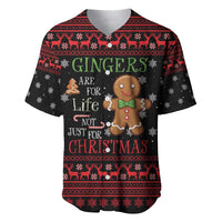 Funny Gingerbread Christmas Baseball Jersey Hoodie with Gingers Are for Life Quote and Snowflake Pattern - Wonder Print Shop