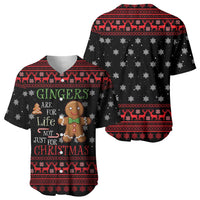 Funny Gingerbread Christmas Baseball Jersey Hoodie with Gingers Are for Life Quote and Snowflake Pattern - Wonder Print Shop