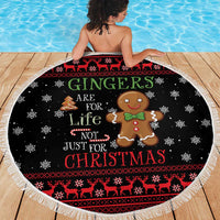 Funny Gingerbread Christmas Beach Blanket Hoodie with Gingers Are for Life Quote and Snowflake Pattern - Wonder Print Shop