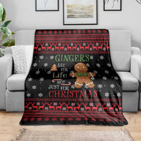 Funny Gingerbread Christmas Blanket Hoodie with Gingers Are for Life Quote and Snowflake Pattern - Wonder Print Shop