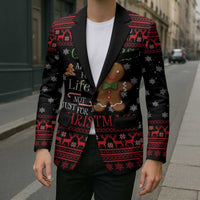 Funny Gingerbread Christmas Blazer Hoodie with Gingers Are for Life Quote and Snowflake Pattern - Wonder Print Shop