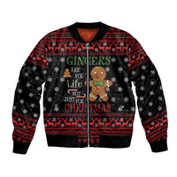 Funny Gingerbread Christmas Bomber Jacket Hoodie with Gingers Are for Life Quote and Snowflake Pattern - Wonder Print Shop