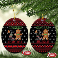 Funny Gingerbread Christmas Ceramic Ornament Hoodie with Gingers Are for Life Quote and Snowflake Pattern - Wonder Print Shop