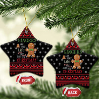 Funny Gingerbread Christmas Ceramic Ornament Hoodie with Gingers Are for Life Quote and Snowflake Pattern - Wonder Print Shop