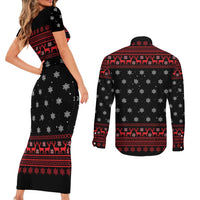 Funny Gingerbread Christmas Couples Matching Short Sleeve Bodycon Dress and Long Sleeve Button Shirt Hoodie with Gingers Are for Life Quote and Snowflake Pattern - Wonder Print Shop