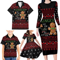 Funny Gingerbread Christmas Family Matching Long Sleeve Bodycon Dress and Hawaiian Shirt Hoodie with Gingers Are for Life Quote and Snowflake Pattern - Wonder Print Shop