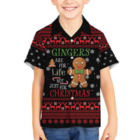 Funny Gingerbread Christmas Family Matching Long Sleeve Bodycon Dress and Hawaiian Shirt Hoodie with Gingers Are for Life Quote and Snowflake Pattern - Wonder Print Shop