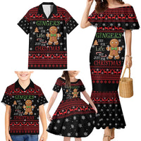 Funny Gingerbread Christmas Family Matching Mermaid Dress and Hawaiian Shirt Hoodie with Gingers Are for Life Quote and Snowflake Pattern - Wonder Print Shop